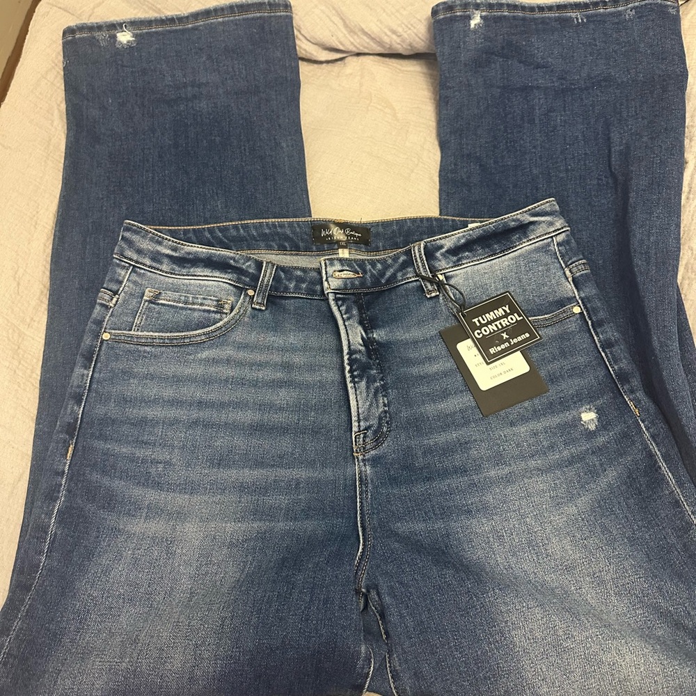 Risen Blue Denim Jeans 1X with 32 inch inseam